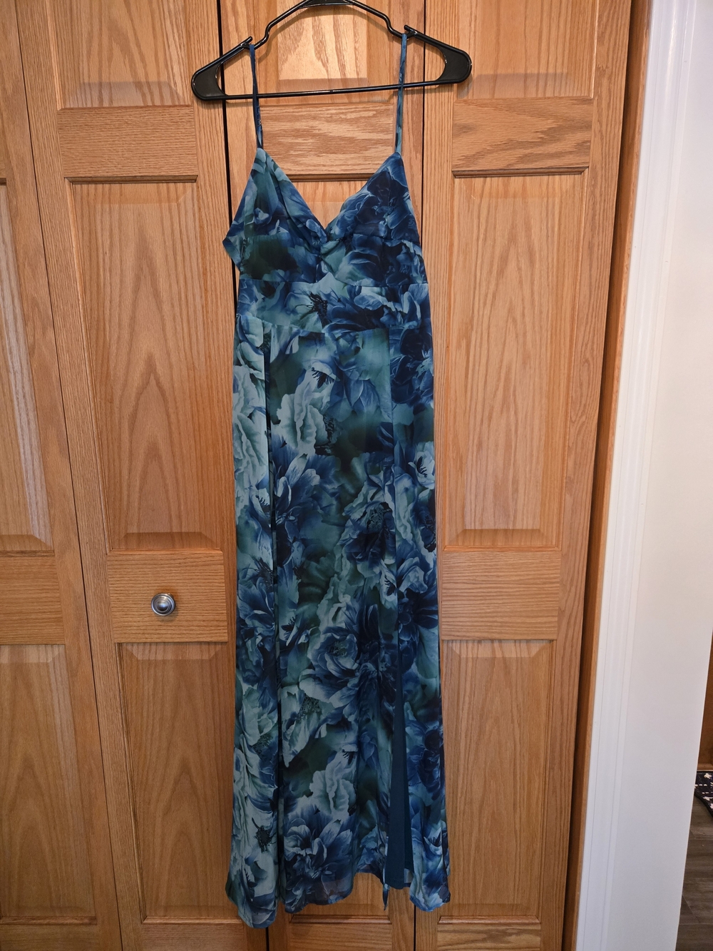 Lulus Beautiful Soul Teal Green Floral Print Twist-Front Maxi Dress